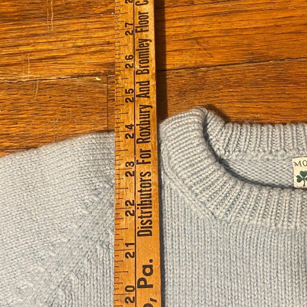 Moriarty Sweater Stowe Vermont Vintage Wool Striped Knit Pullover Blue Mens S - Picture 5 of 6